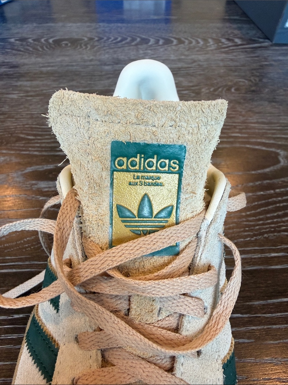 Adidas Gazelle Bold Green Off White Size 6 1/2 Suede Leather Gold Branding - Picture 13 of 14